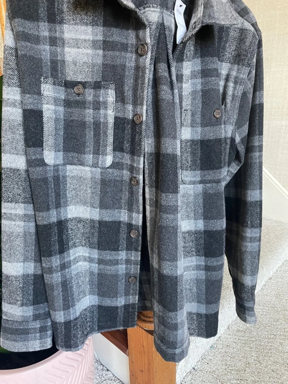 Cotton On Black & Gray Plaid Heavy Overshirt Shacket NWT